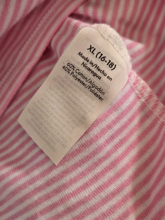 No Boundaries Pink & White Striped Square Neck Long Sleeve Top Juniors XL - Picture 6 of 6